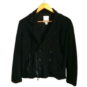 DIESEL Winter Classic Black Boiled Wool Double Breasted Coat / Blazer Size Small